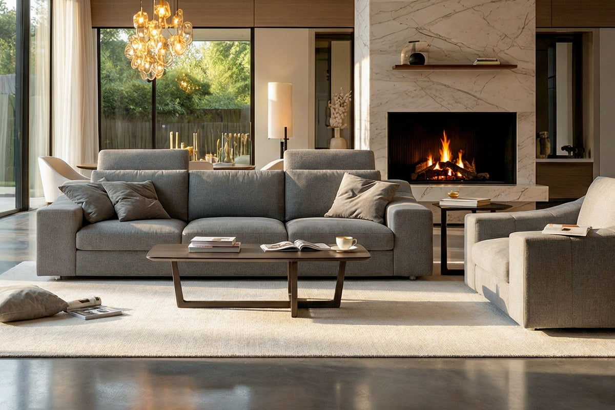 Chicago Modern Fabric 3 Seater Sofa