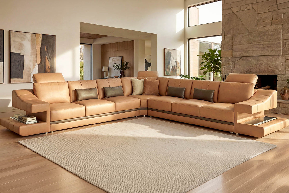 Chicago LG Buffalo Full-Leather L-Sectional Large