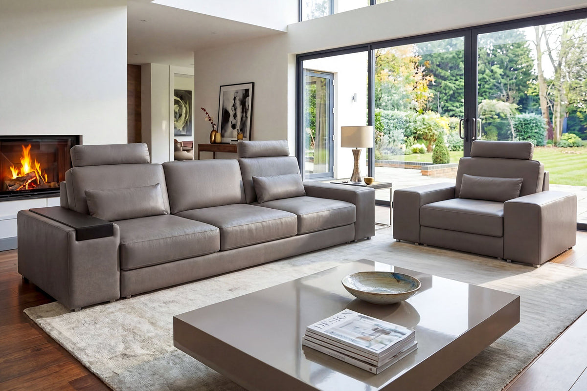 Los Angeles Modern Leather 3 Seater Sofa Buffalo Full