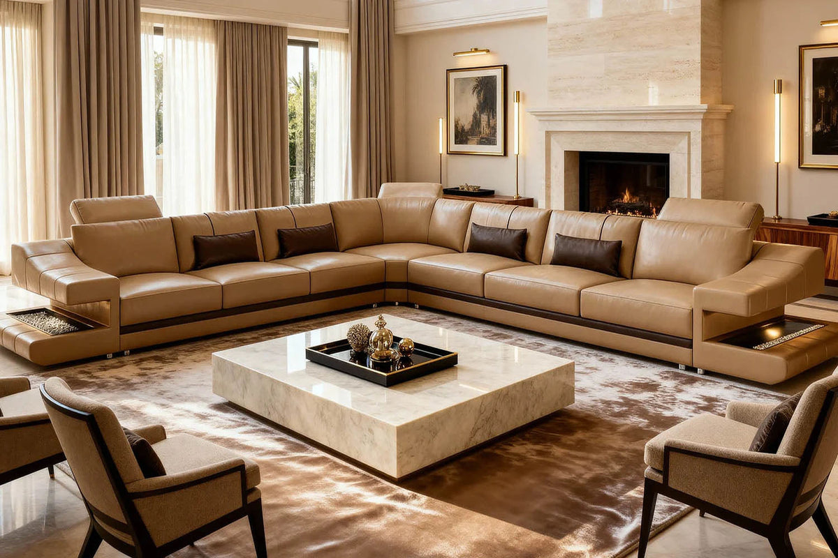Chicago LG Buffalo Full-Leather L-Sectional Large