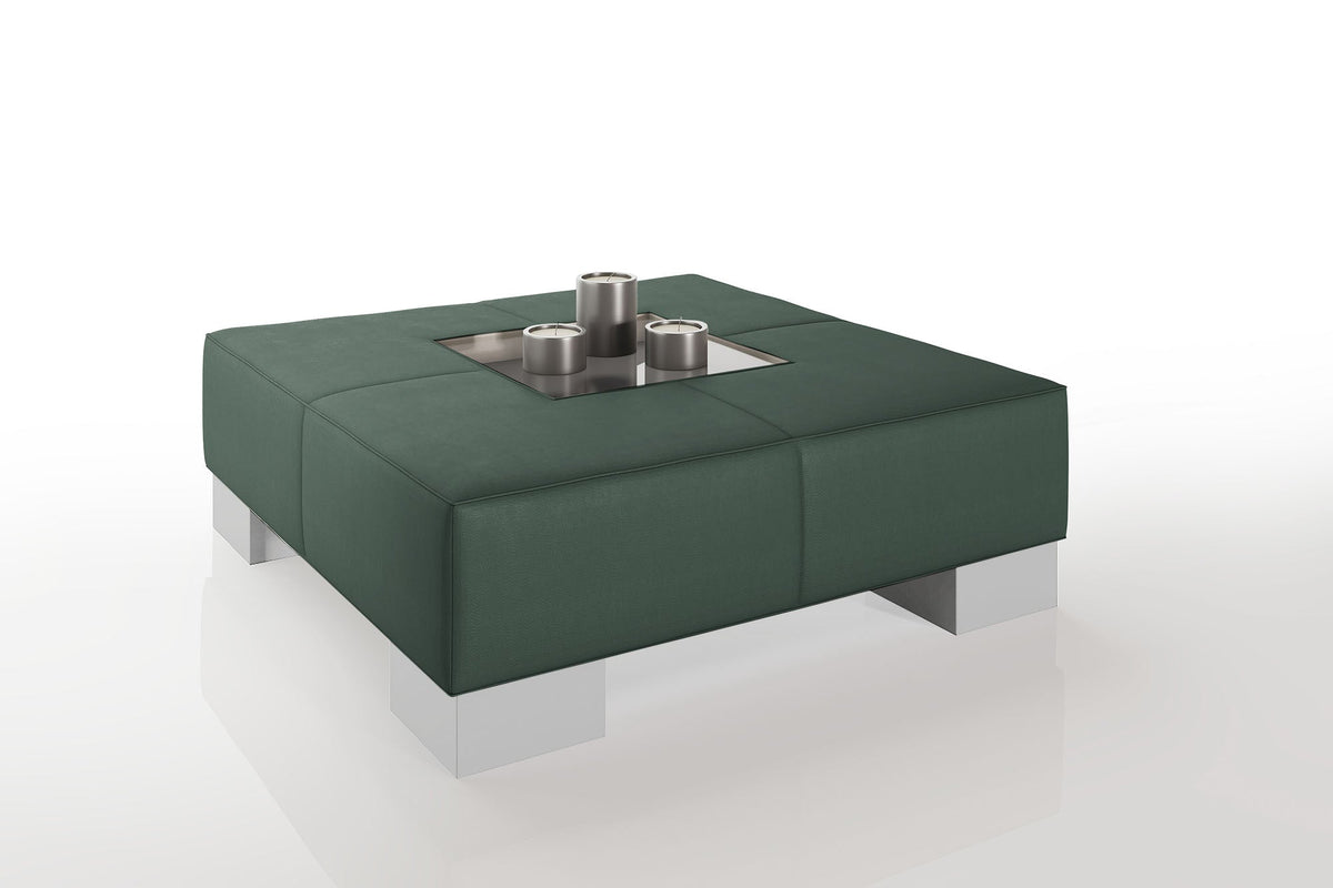 Como 35" Leather Coffee Table - High Wooden Legs