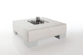 Como 35" Leather Coffee Table - High Wooden Legs