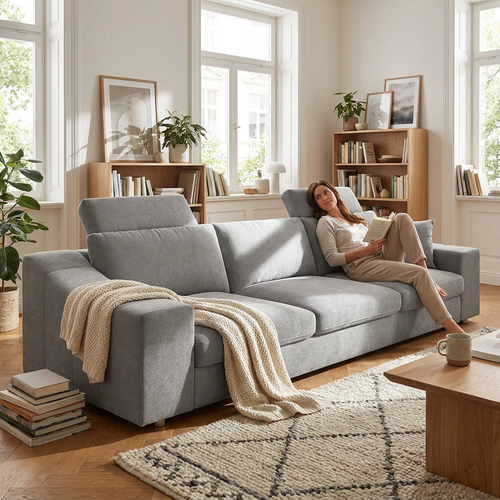Chicago Modern Fabric 3 Seater Sofa - lifestyle