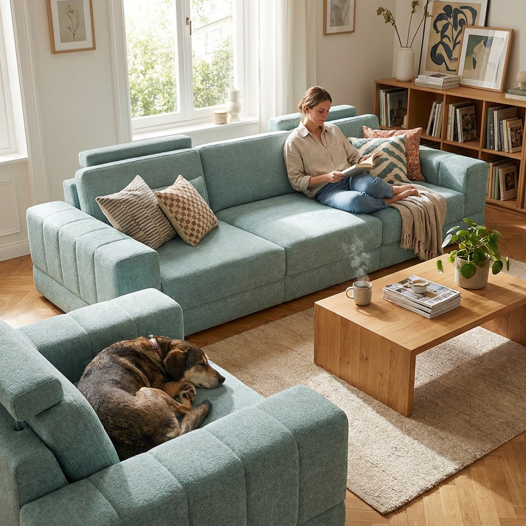 Phoenix Modern Fabric Sofa Set - lifestyle