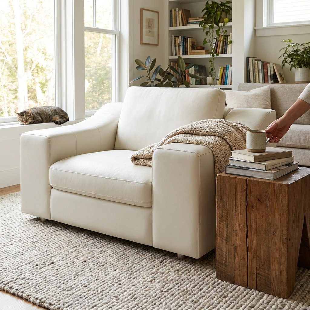 Chicago Modern Leather Armchair - lifestyle
