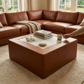 Matera Leather Marble Coffee Table - lifestyle