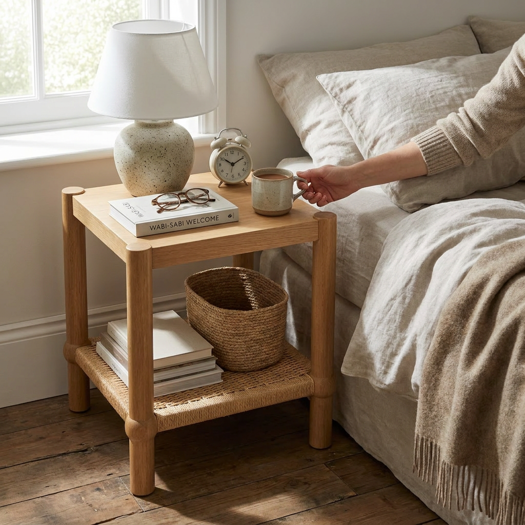 Wood 2-Tier Coastal Side Table Set of 2 - lifestyle