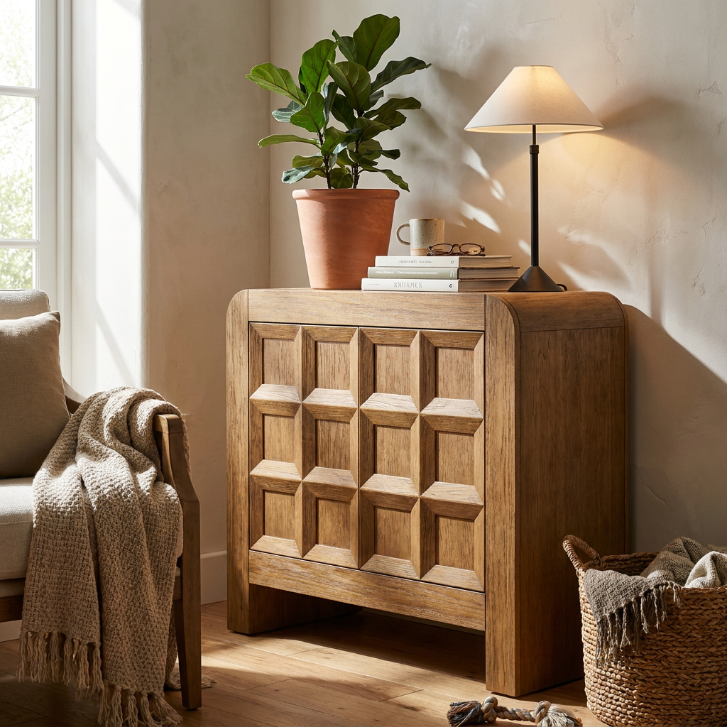 Mid Century Modern Wood Storage Cabinet - lifestyle