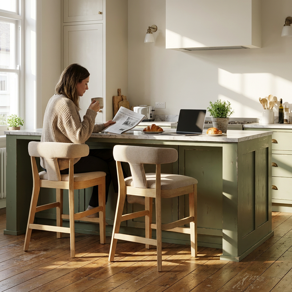 Modern Upholstered Counter Stool Light Brown - lifestyle