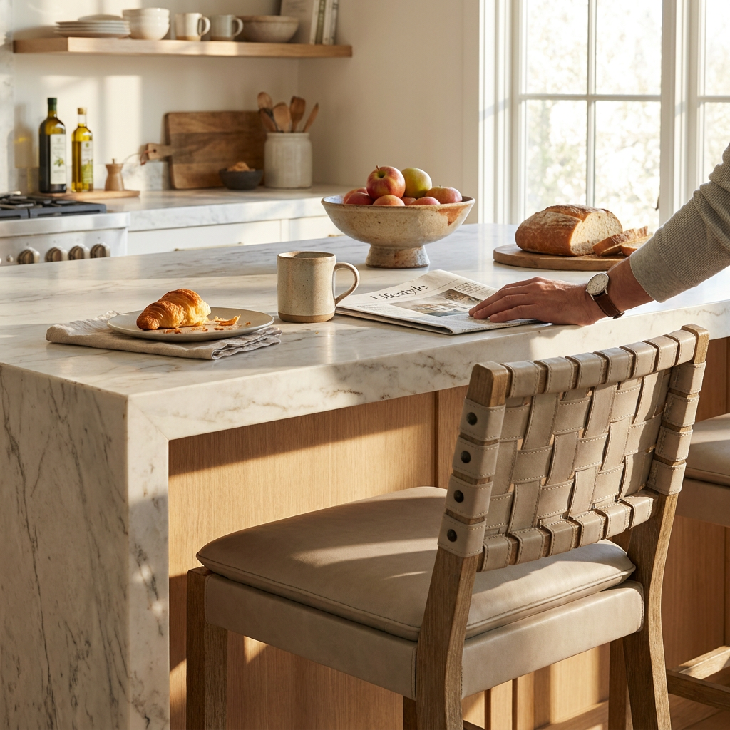 Woven Faux Leather Counter Height Bar Stool Taupe - lifestyle