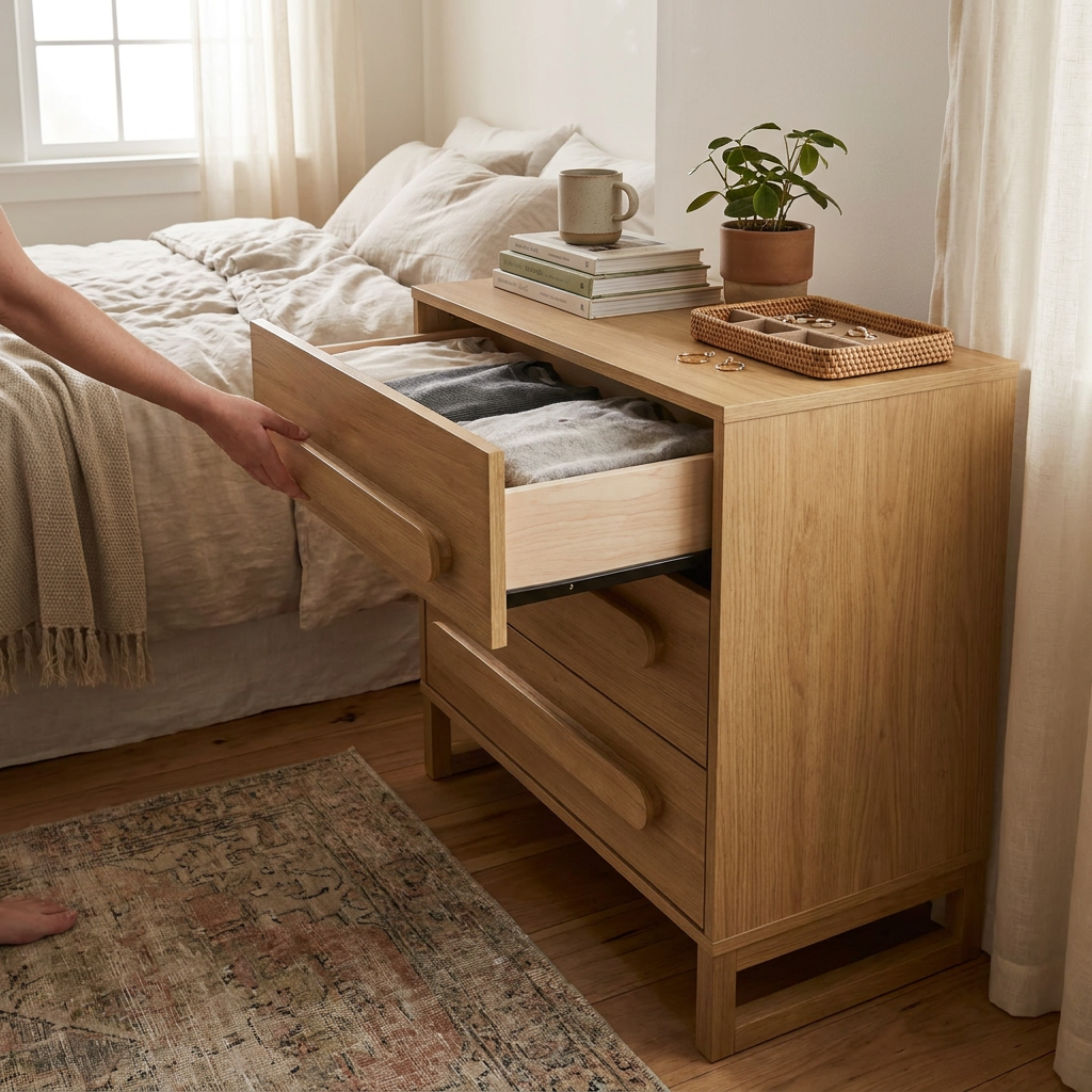 Modern 3-Drawer Solid Wood Dresser with Integrated Handles - lifestyle