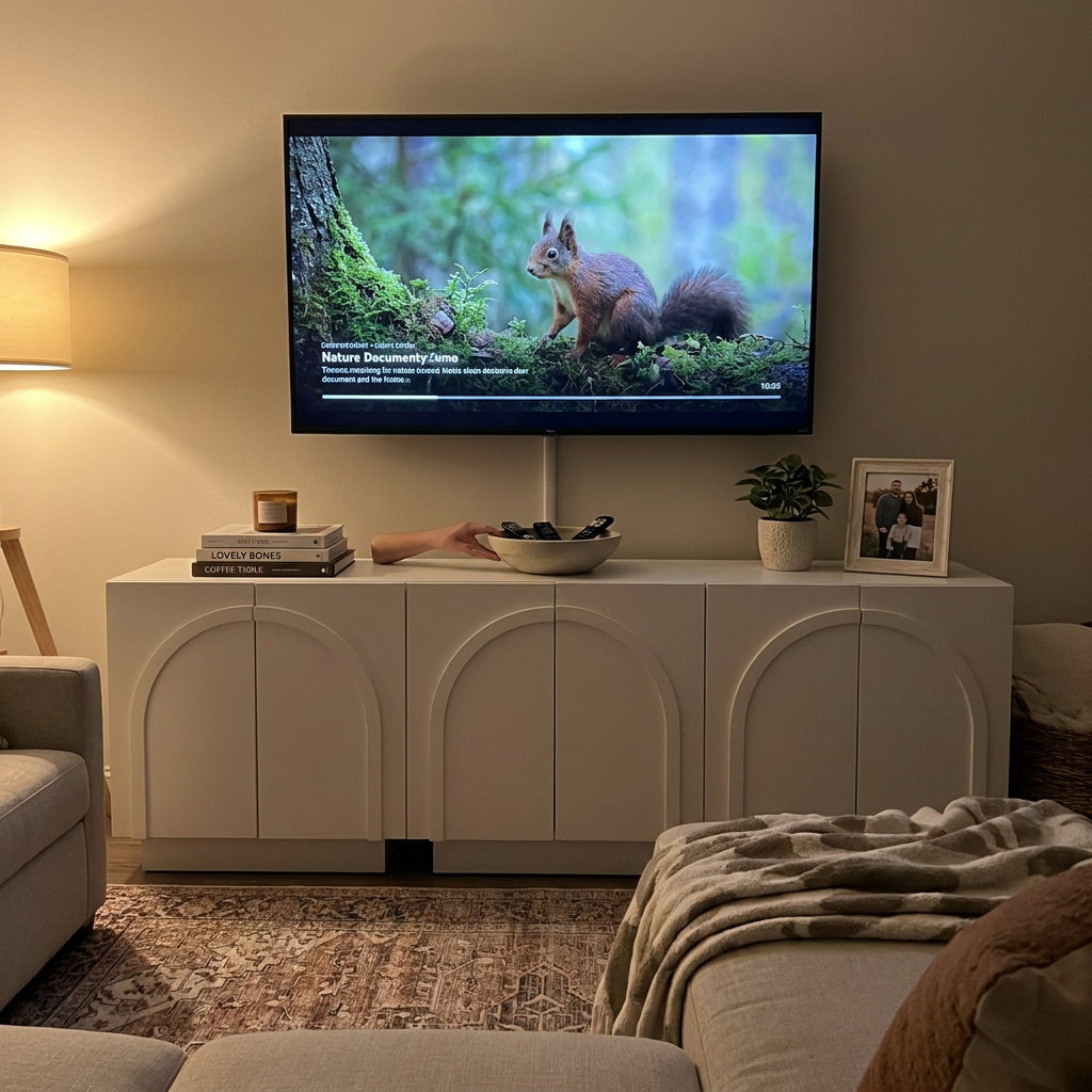Wood Arched TV Console Stand White - lifestyle